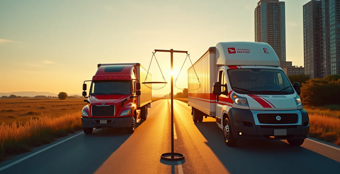 Visual comparison of shipping cost efficiency between Canada Post and private couriers for e-commerce businesses