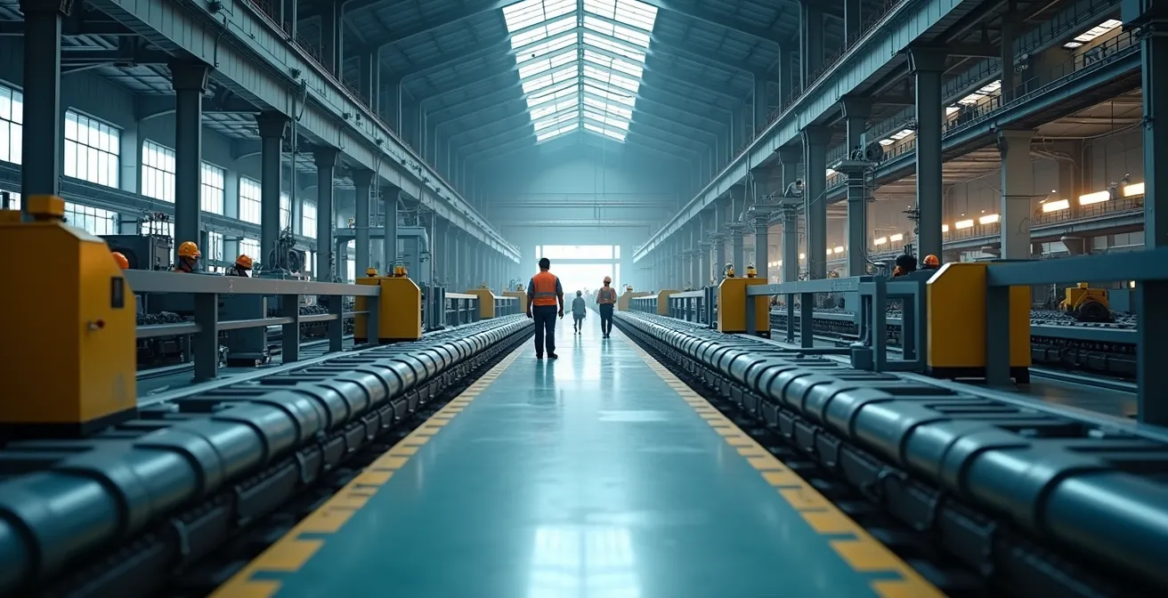 Manufacturing facility showing diverse production lines and modern equipment