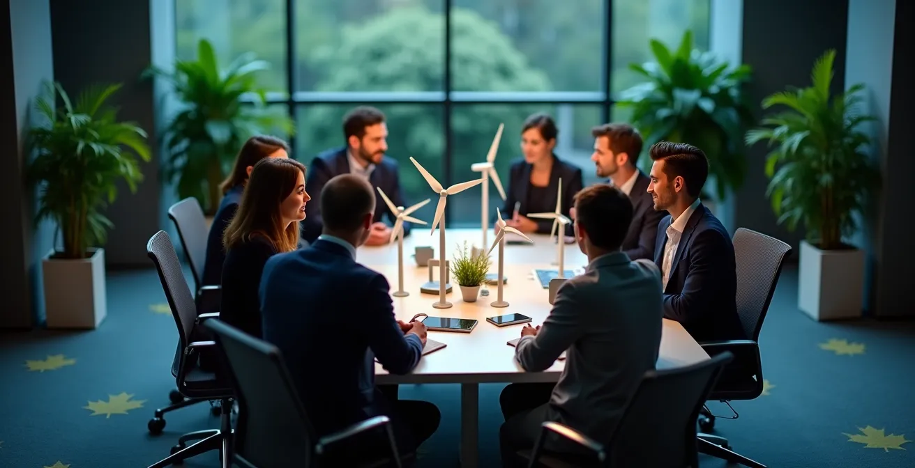 Small group of professionals at specialized cleantech industry event in Ontario