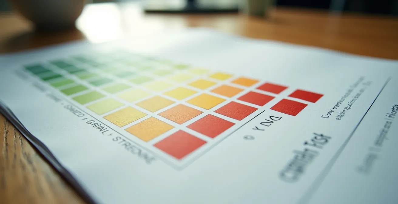 Close-up of a risk assessment matrix showing coloured blocks for different risk levels, set in a professional Canadian business context.