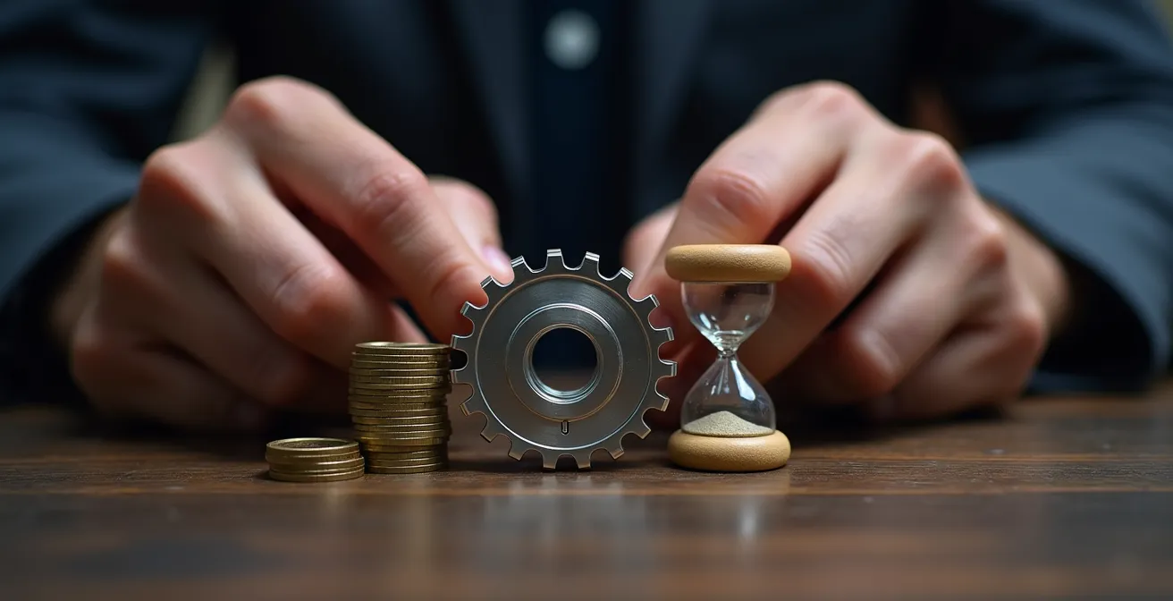 Financial analyst presenting multiple ROI scenarios on digital display