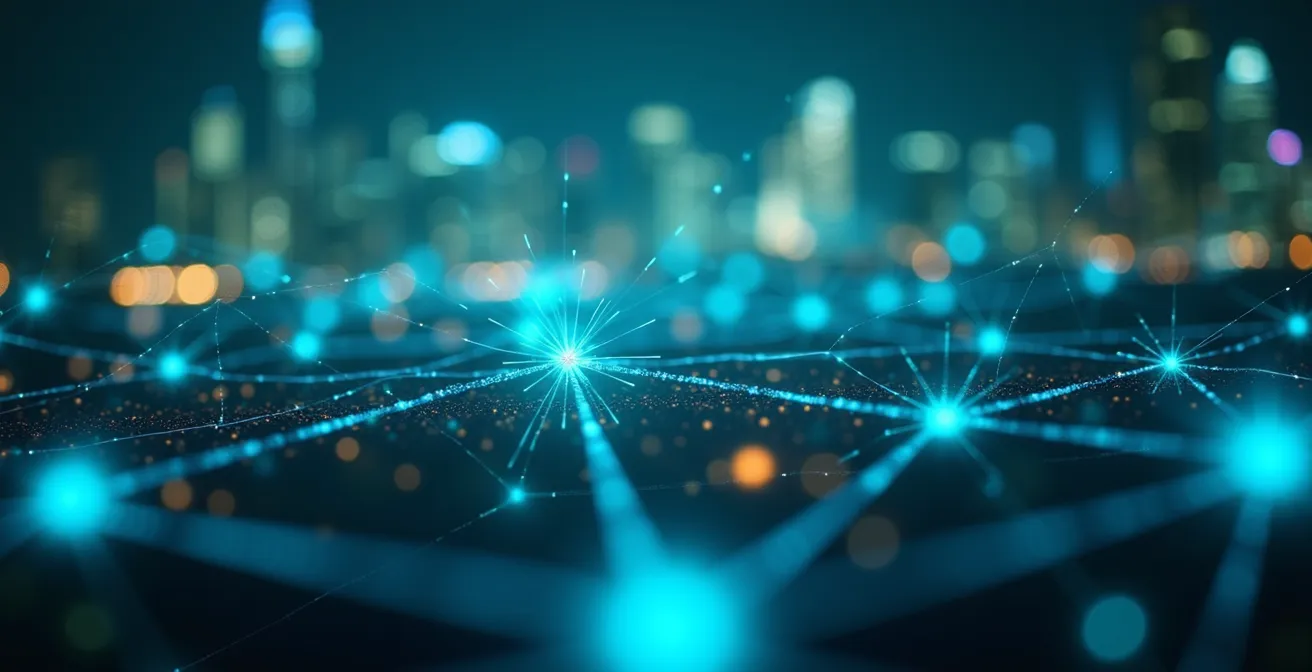 Modern Toronto business district with interconnected buildings symbolizing tech ecosystem