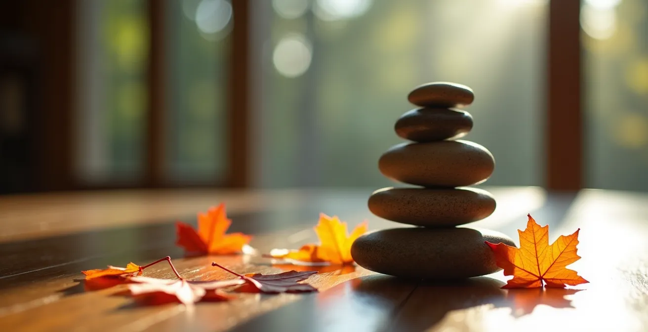 Abstract representation of balanced payment timing through natural elements