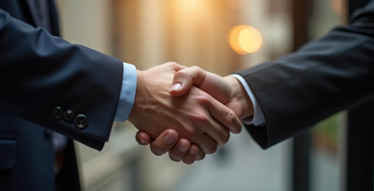 Business handshake between founder and investor in Montreal startup ecosystem